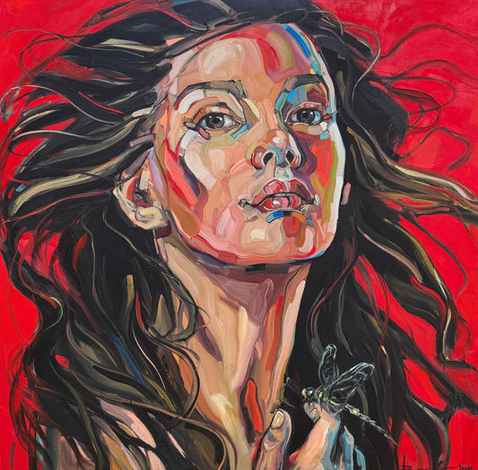 'Woman with a Dragonfly' original painting by Anna Bocek