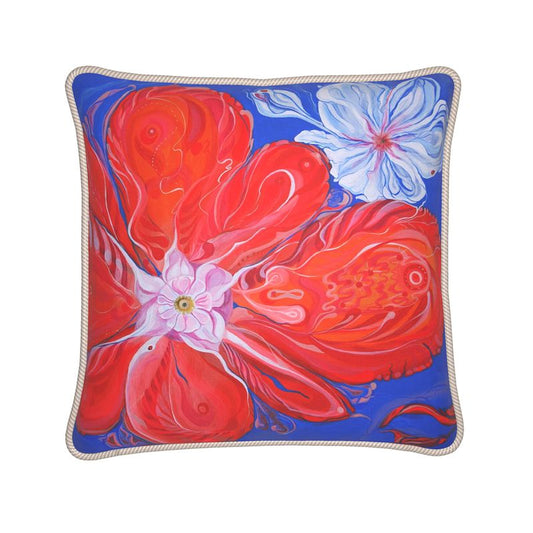 Cojín de seda nº 1 - estampado grande, con o sin relleno - Colección Flor de Naranjo AIK