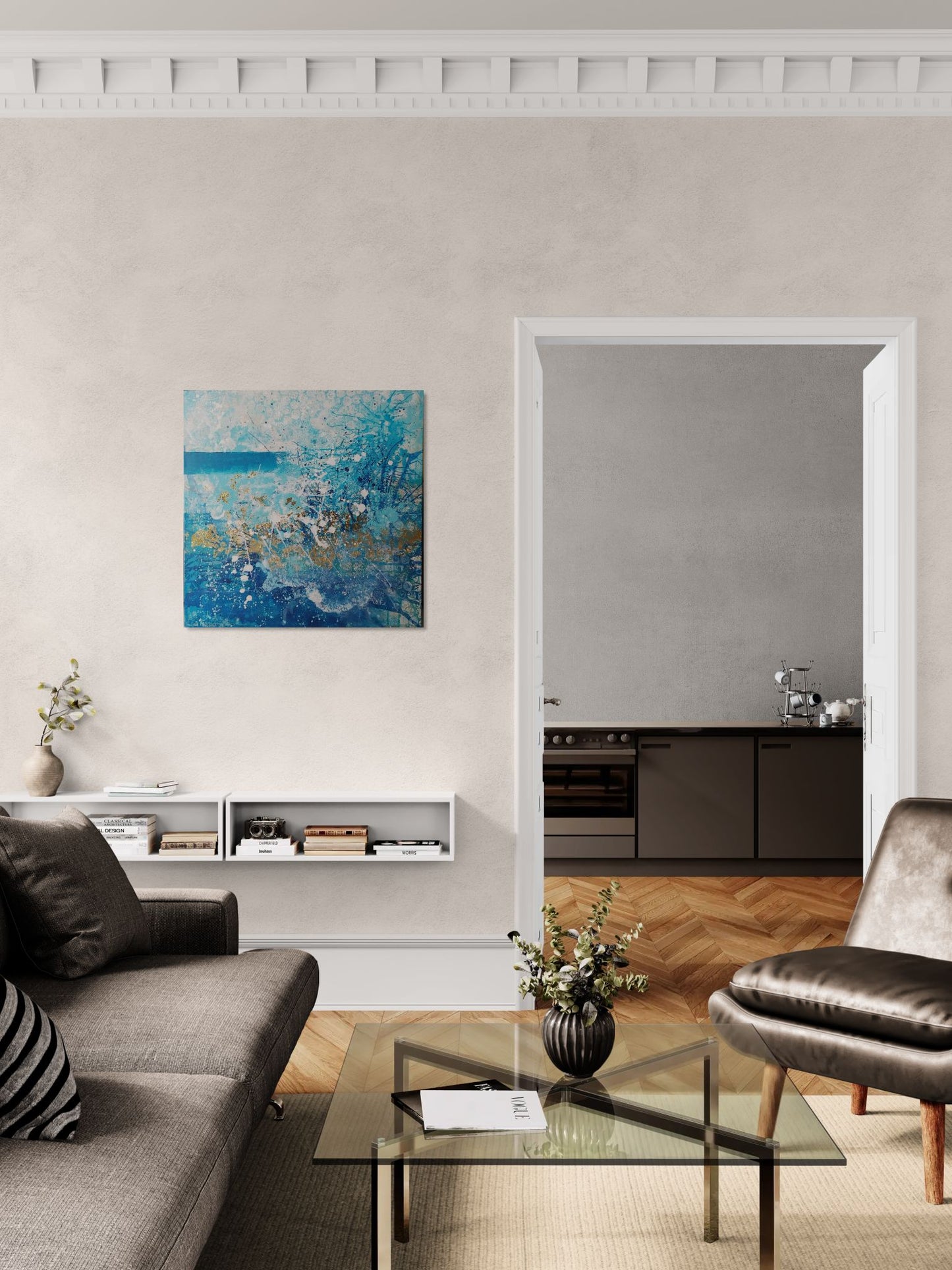'The Power of Blue and Gold' - original painting art by Alina Walkusz